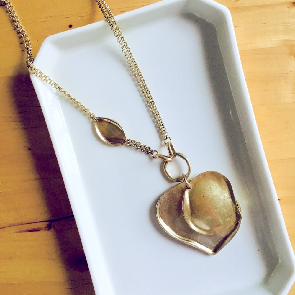 Chico’s Gold leaf medallion necklace